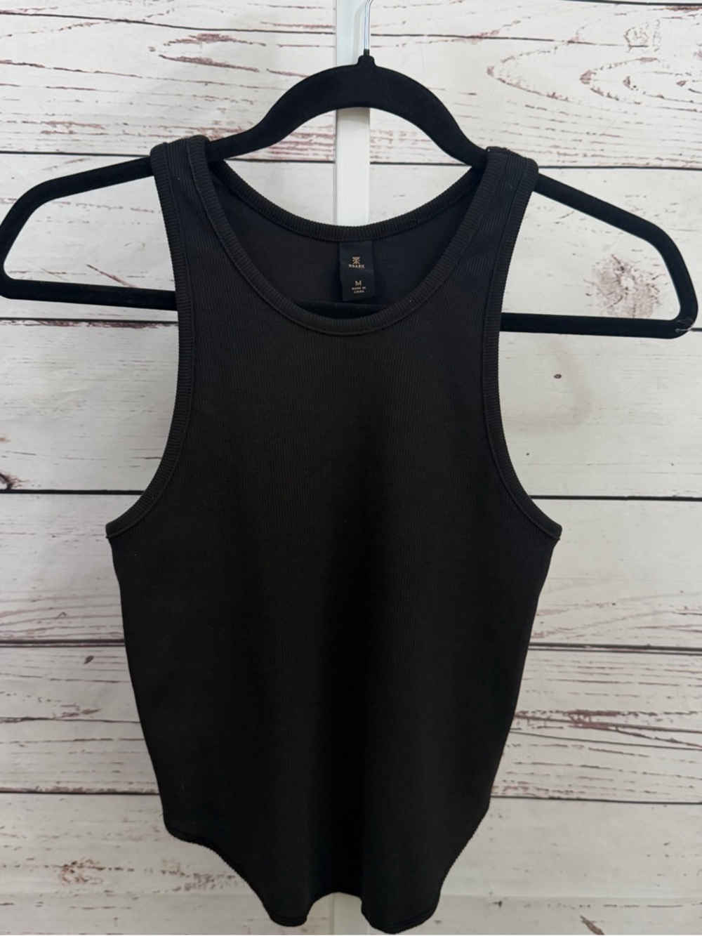 Roark Black Ribbed High Neck Crop Tank Top Size Medium